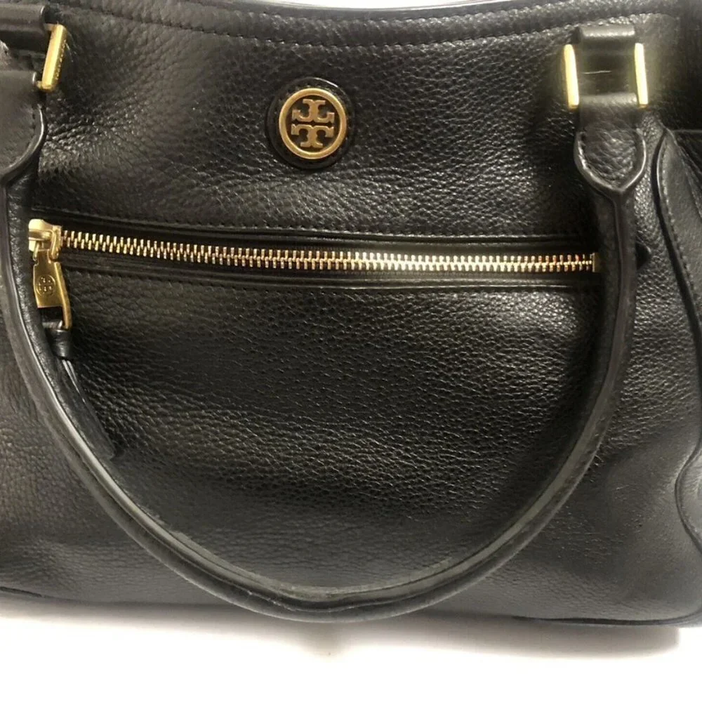 Tory Burch handbag Black Leather Purse Shoulderbag Tote Satchel